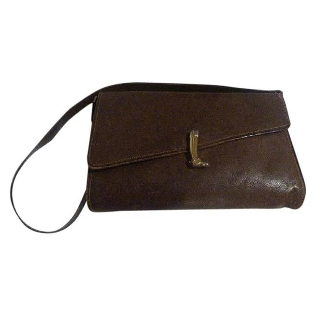 Gucci   Brown Leather With Bold Gold Boot Clasp Shoulder Bag