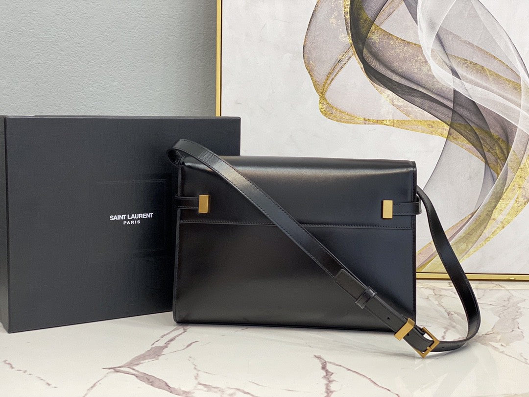 YSSL Manhattan Shoulder Bag In Box Black For Women 11in/29cm YSL 5792710SX0W1000
