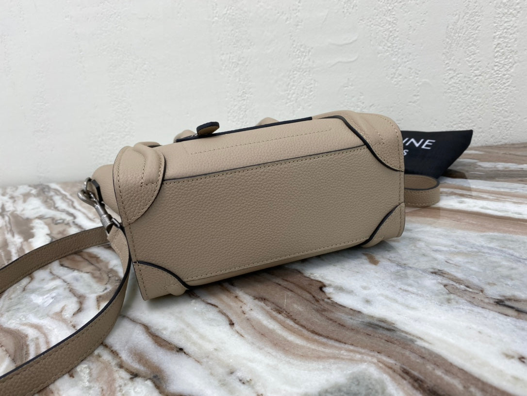 Top Quality Nano LuGucciage Bag In Drummed Light Brown For Women 8in/20cm 189243DRU.03UN