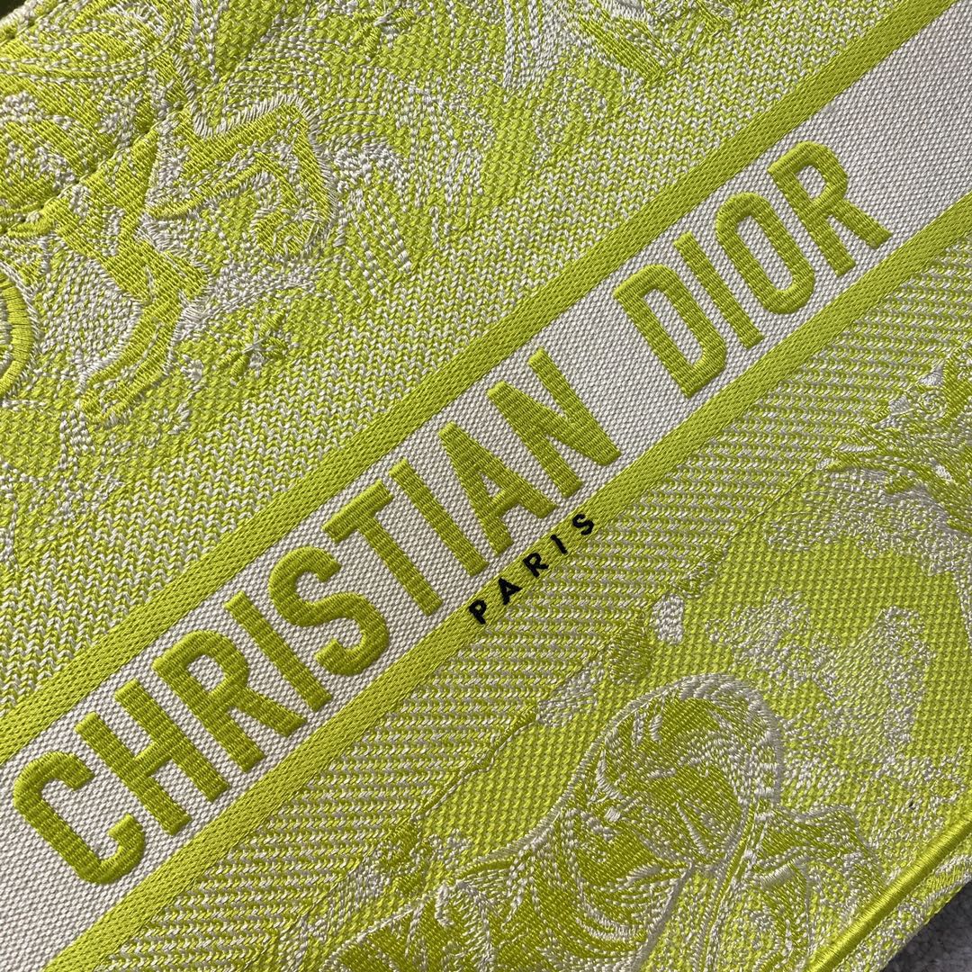 Top Quality MeTop Qualityum Book Tote Lime Toile de Jouy Reverse Embroidery For Women 36cm/16.5in CD