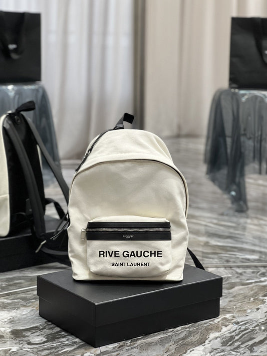 Top Quality City Backpack In Canvas Unisex For Women 13.8in/35cm White YSL