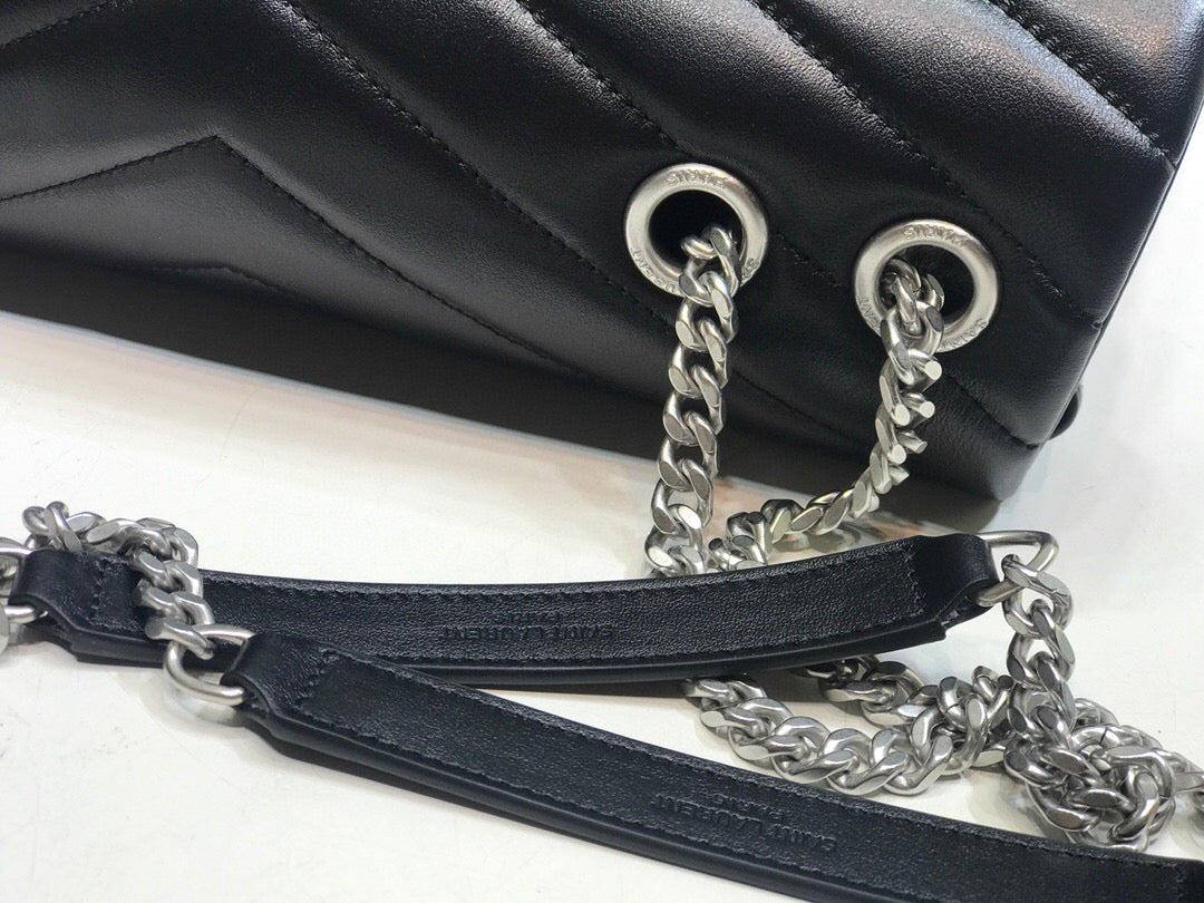 Top Quality Loulou Small Chain Bag In Matelassé "Y" Black For Women 9.8in/23cm YSL  494699DV7261000