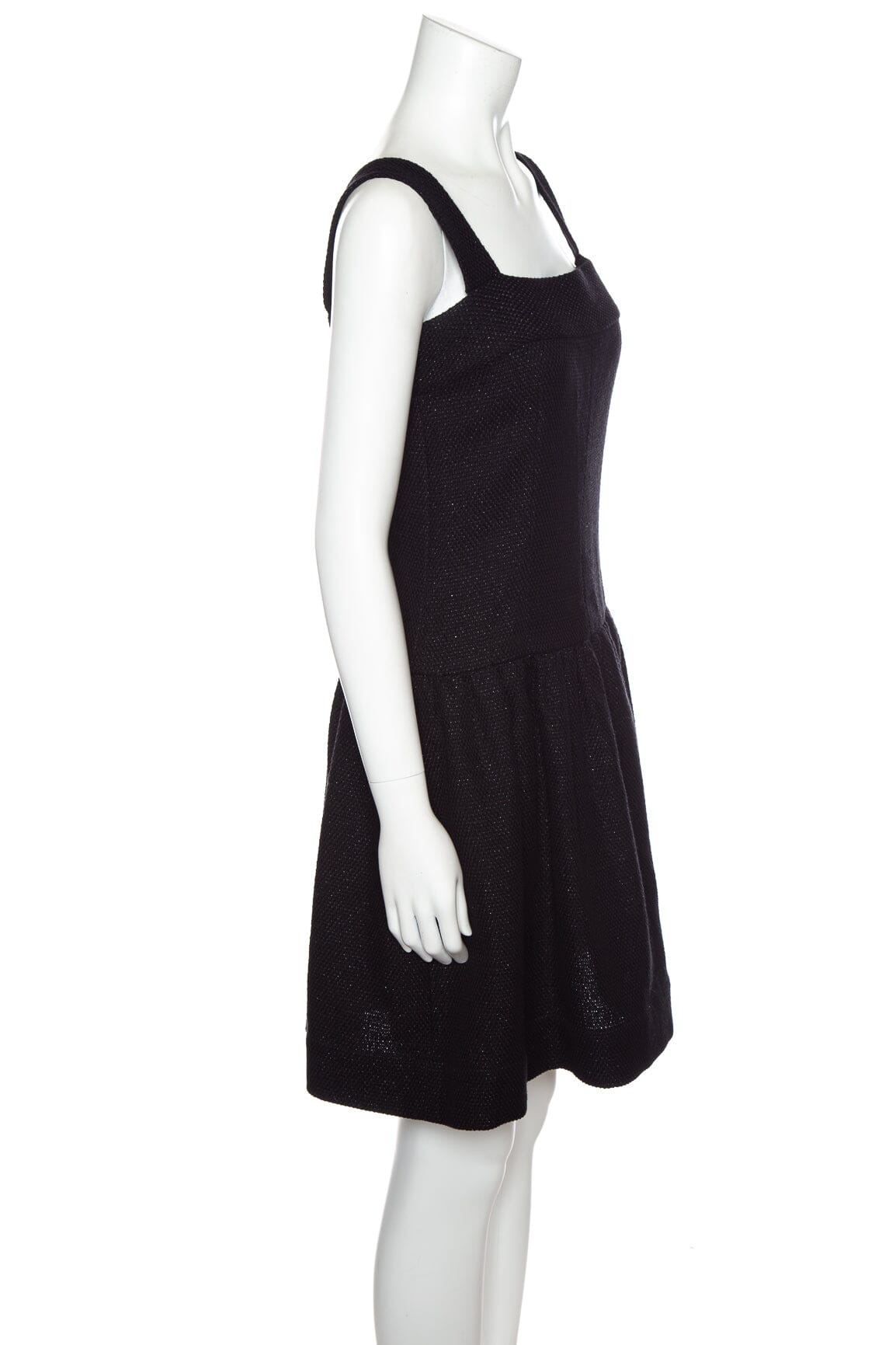 Chanel 2024/25 Black Glitter Tweed Mini Dress SZ 36