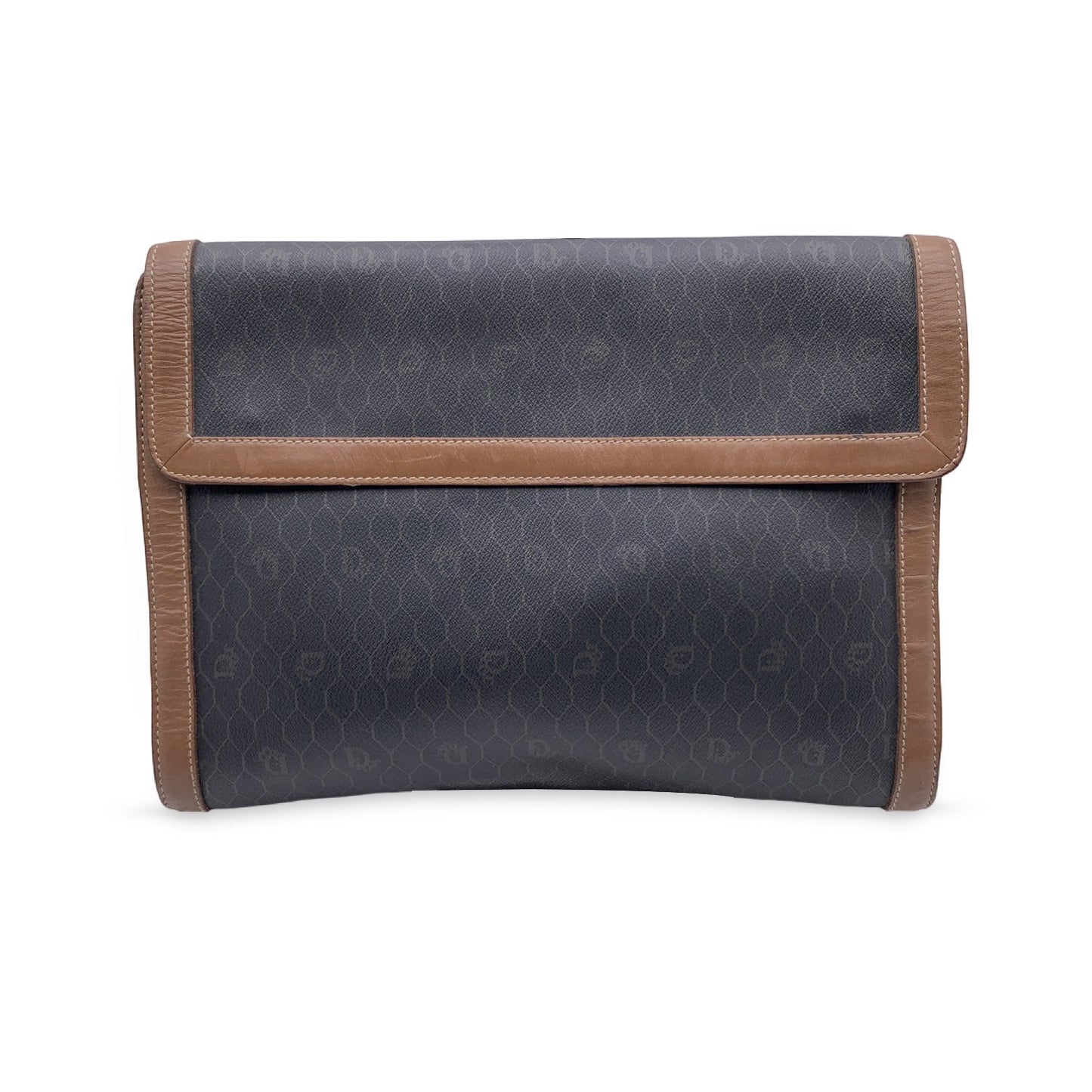 CHRISTIAN DIOR   Grey Logo Canvas Large Clutch Portfolio
