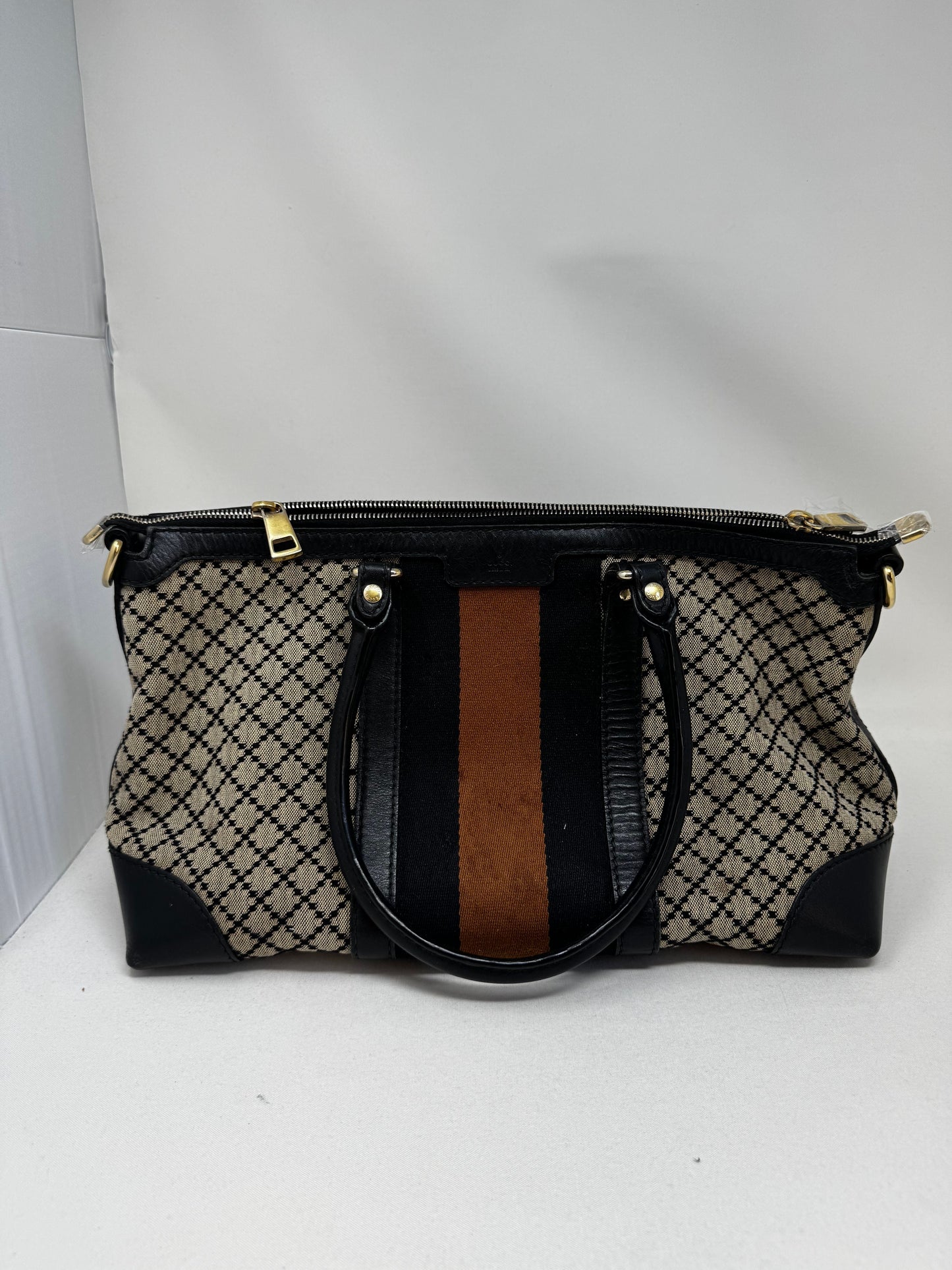 Gucci | Bags | Gucci Diamante way Beigeblackbrown Ladies Canvas Leather Tote Bag BJ-
