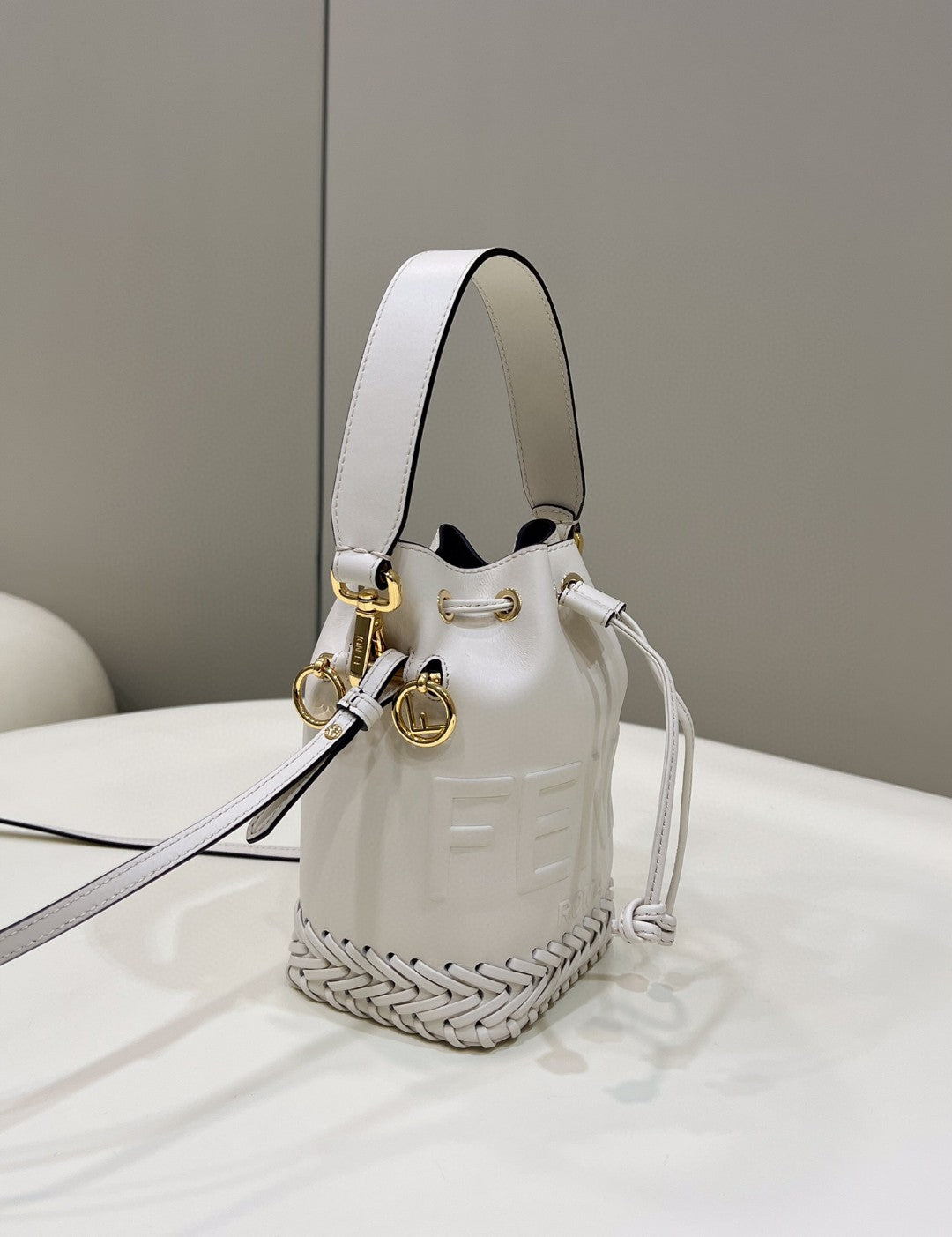 Top QualityTop Quality Mon Tresor White Mini-bag with stitching For Woman 18cm/7in 8BS010AGV0F0K7E