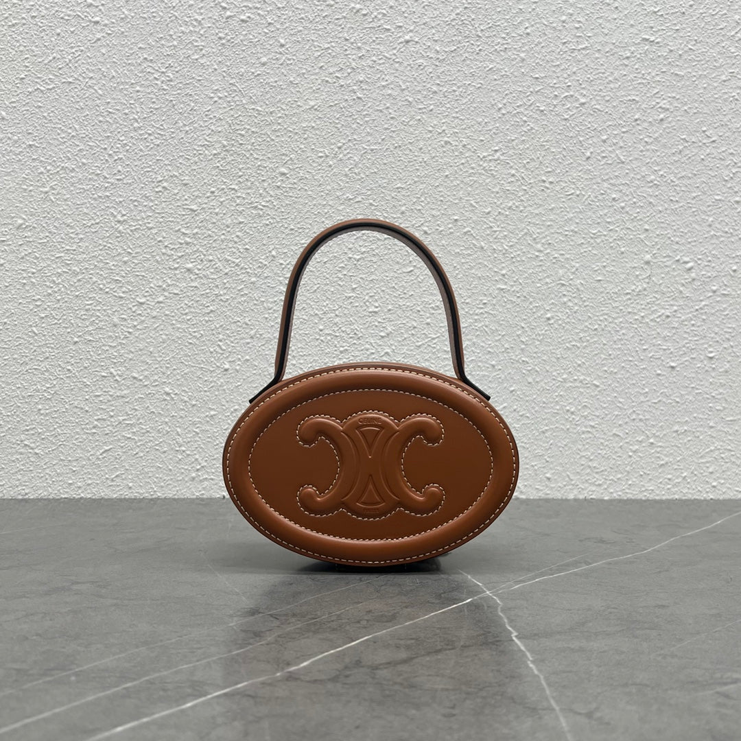 Top Quality Oval Minaudiere Cuir Triomphe Brown For Women 6in/11.5cm 198613DU6.04LU