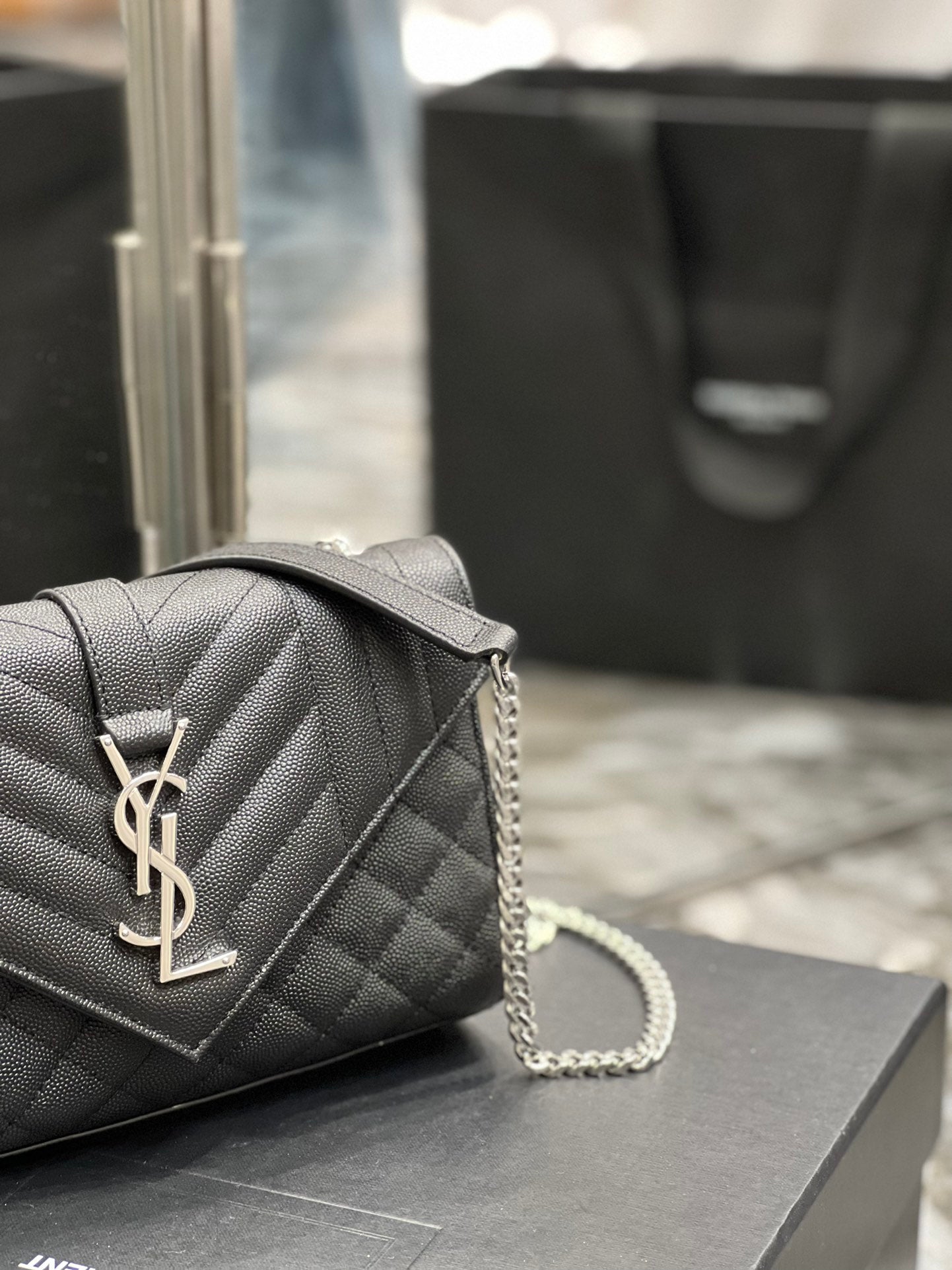 YSSL Small Bag Black In Mix Matelasse For Women 8in/21cm YSL 600195BOW921000