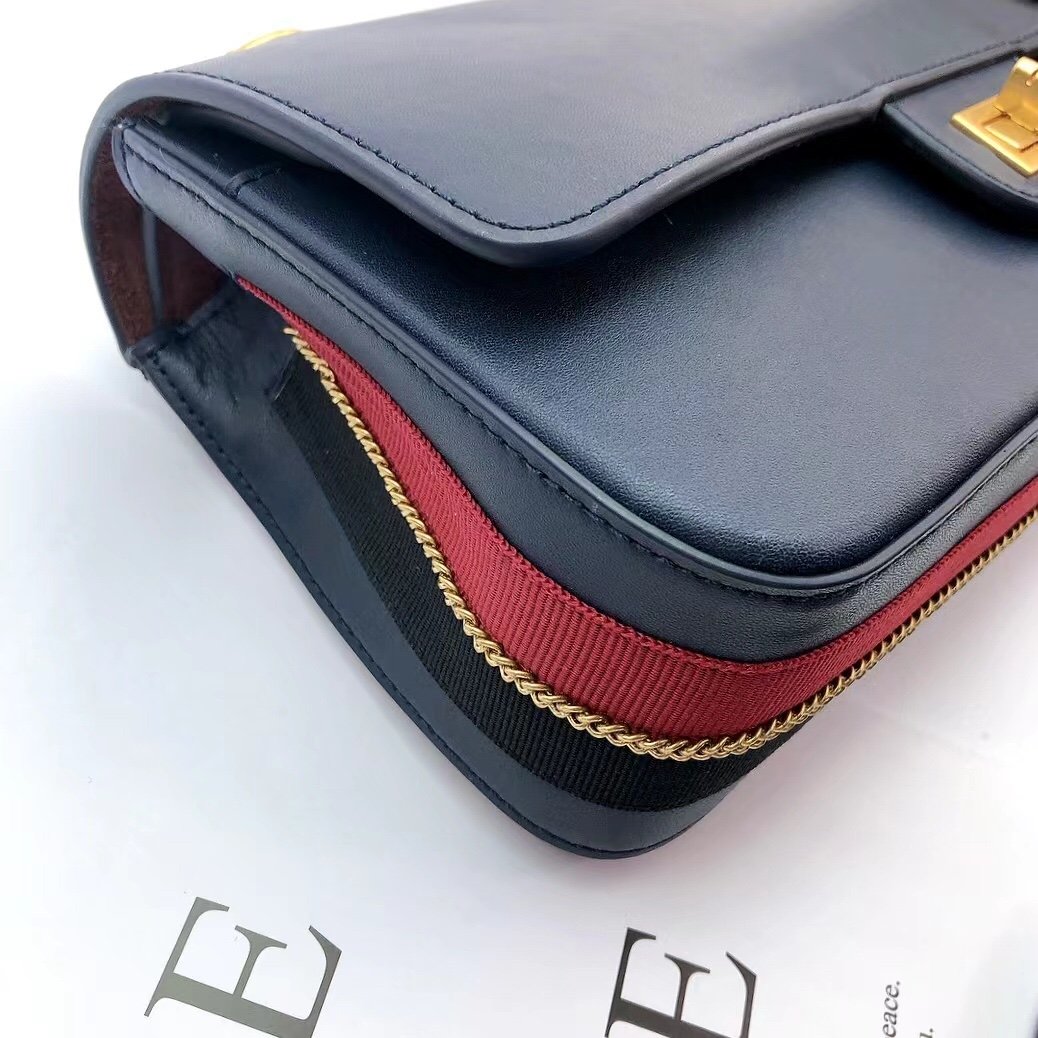CHLMaroon Medallion Nude Reissue 2.55 Classic 225 Flap Navy Blue Bag For Women 24cm/9in