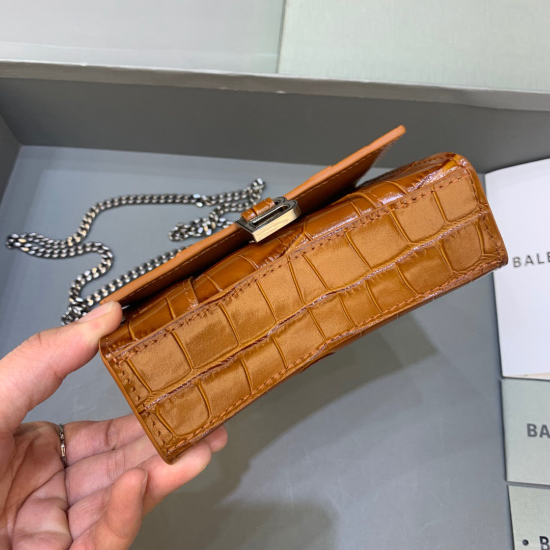 Top Quality Hourglass Mini Handbag With Chain In Brown, For Women,  Bags 4.7in/12cm