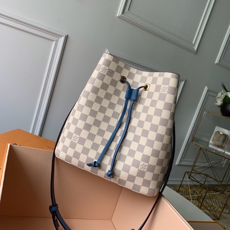 Top Quality NeoNoe MM Bucket Bag Damier Azur Canvas Bleuet Blue For Women,  Shoulder And Crossbody Bags 10.2in/26cm Top Quality N40153