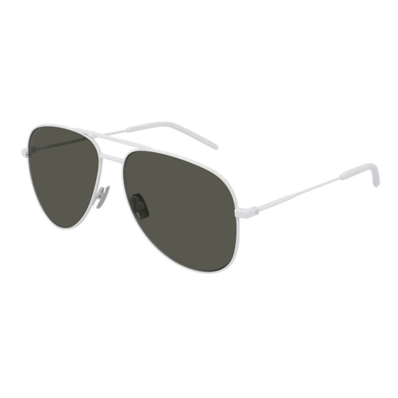 Saint Laurent Sunglasses Aviator Full Rim, White Frame and Grey Lens CLASSIC11038