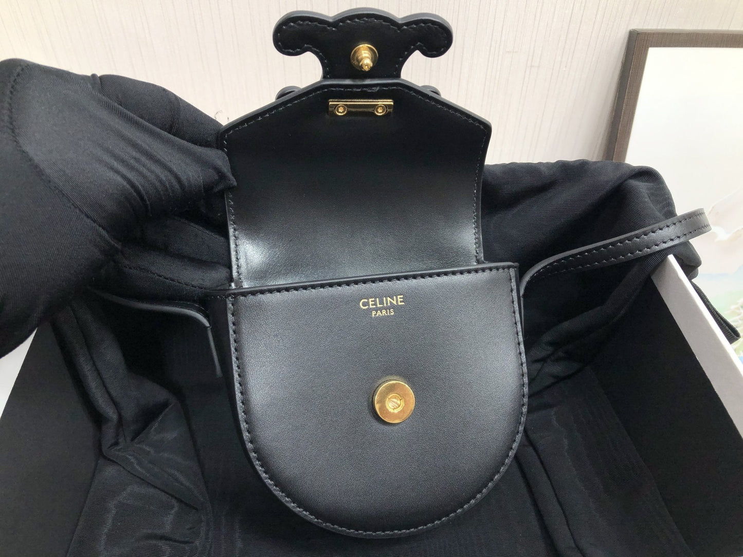 Top Quality Mini BesaTop Quality Cuir Triomphe Black For Women 4in/11cmÂ 