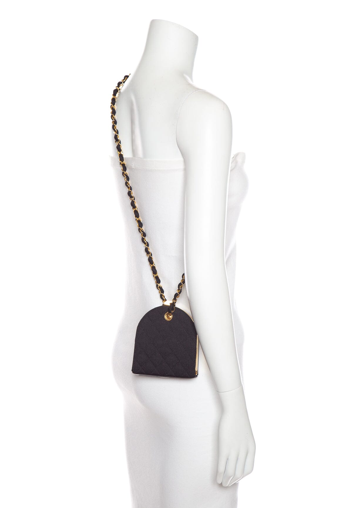 Chanel 1990   Black Quilted Canvas Mini Box Clutch Bag