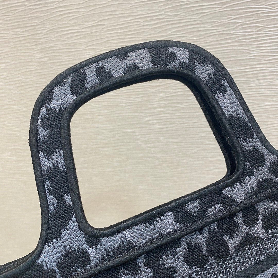 Top Quality Mini Book Tote Mizza Embroidery, Blue/Black Handbags, 23cm CD S5475ZRTop Quality_M962