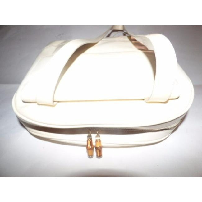 Gucci   Ivory Patent Leather Satchel