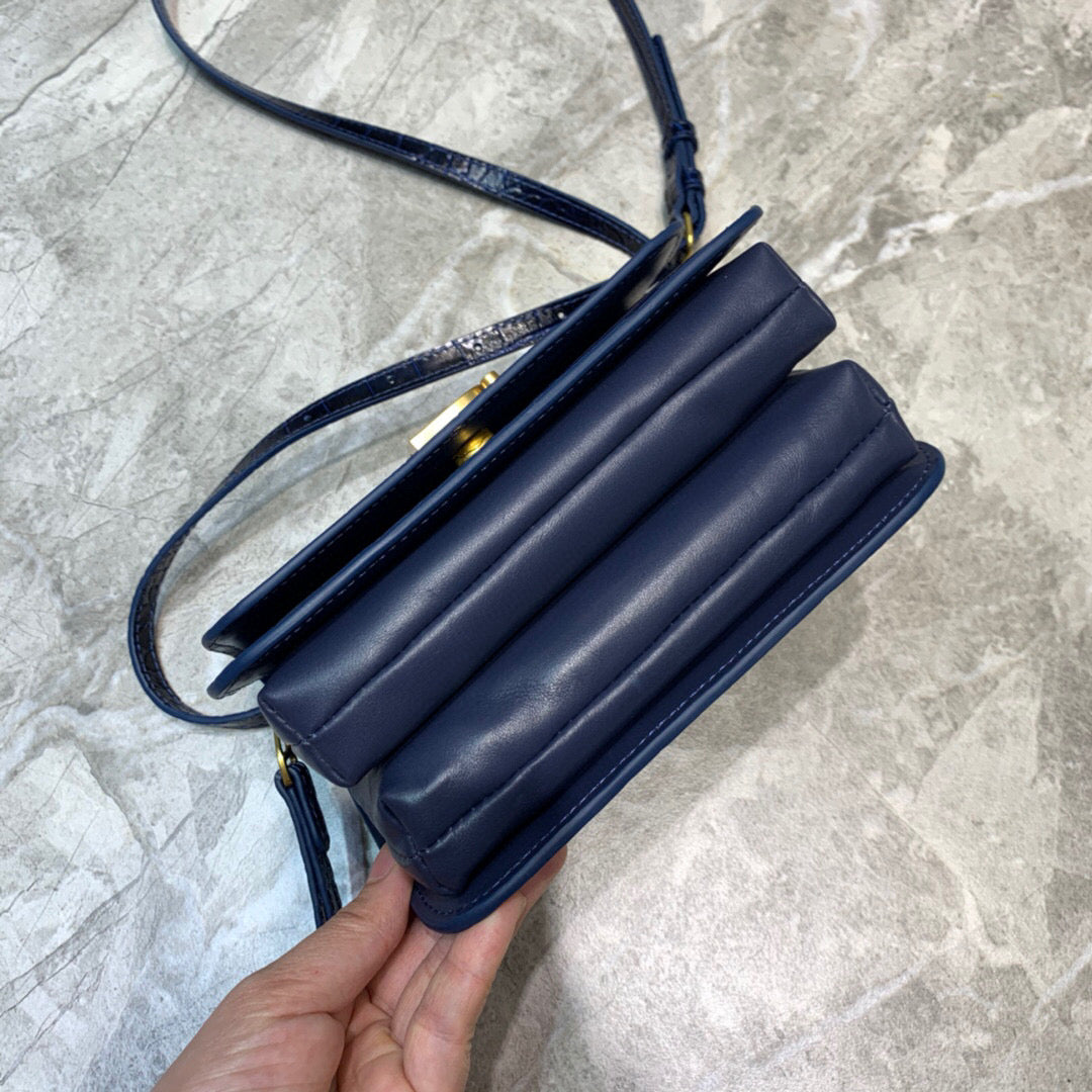 Top Quality B Small Lizard Effect Cross-body Bag In Dark Blue, For Women,  Bags 7in/18cm