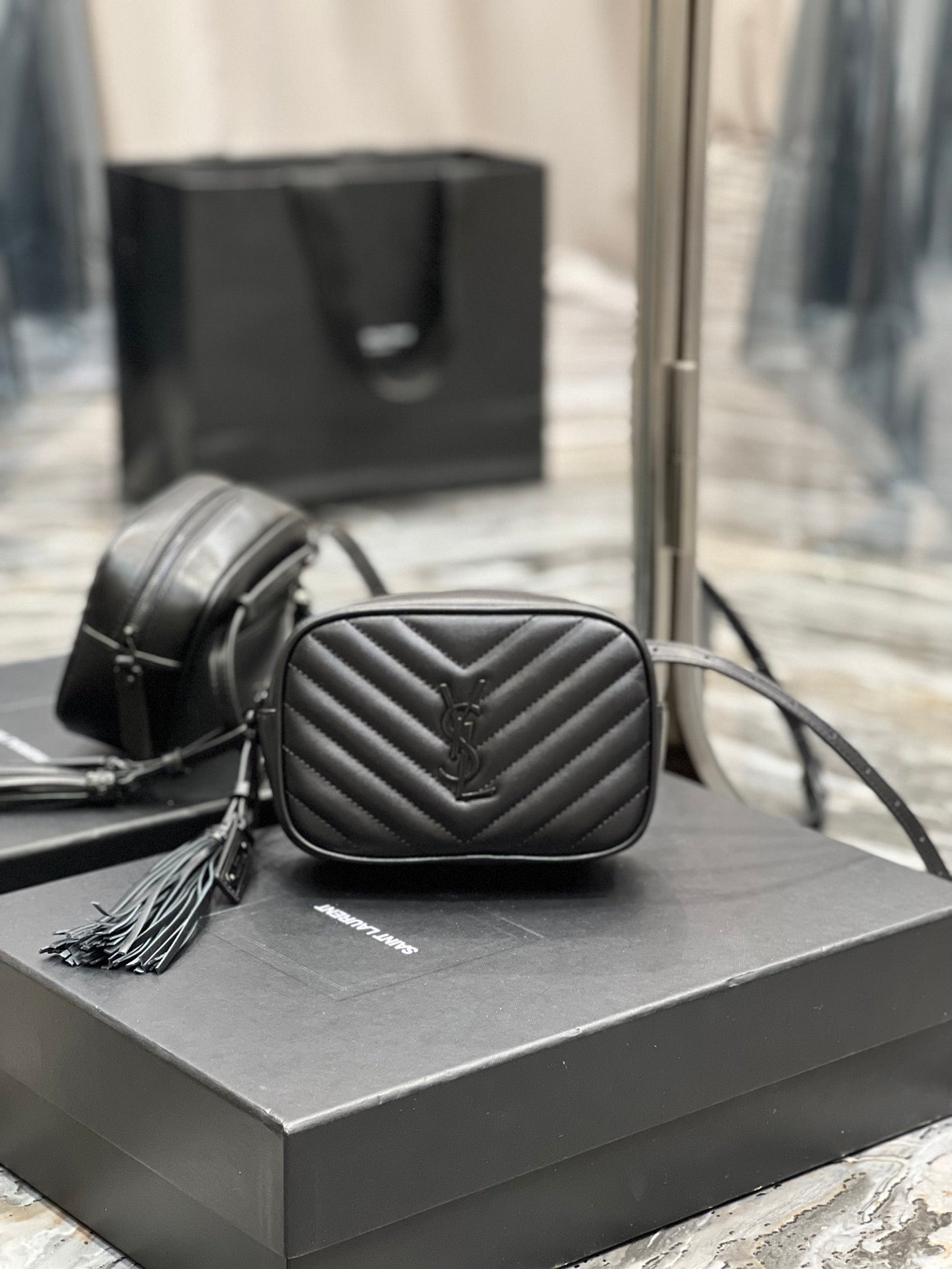 Top Quality Lou Belt Bag Black In Matelassé Black Metal Hardware For Women 6.1in/15cm YSL 534817DV7081000