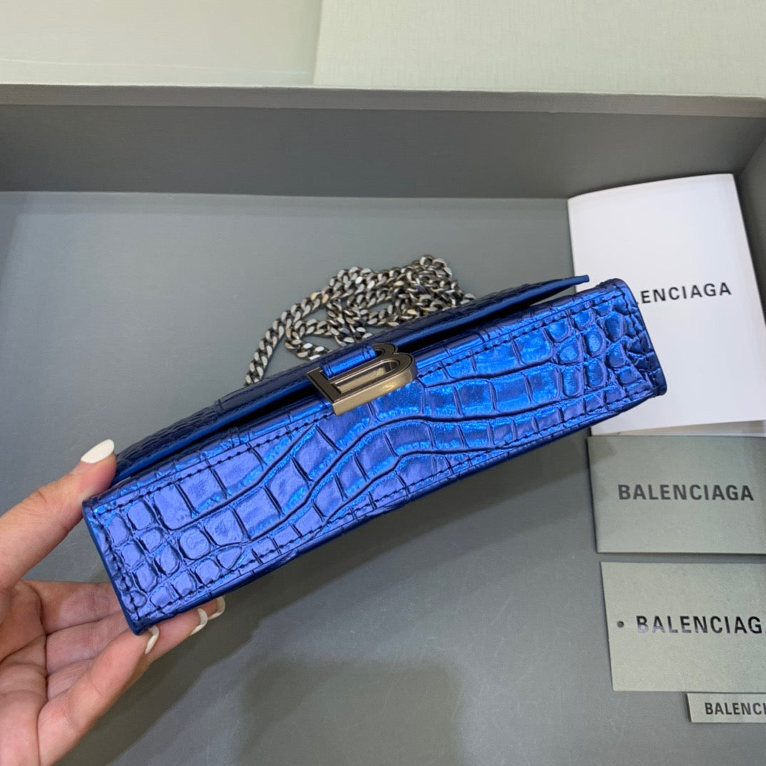 Top Quality Hourglass Wallet On Chain in Blue, For Women,  Bags 7.6in/19cm