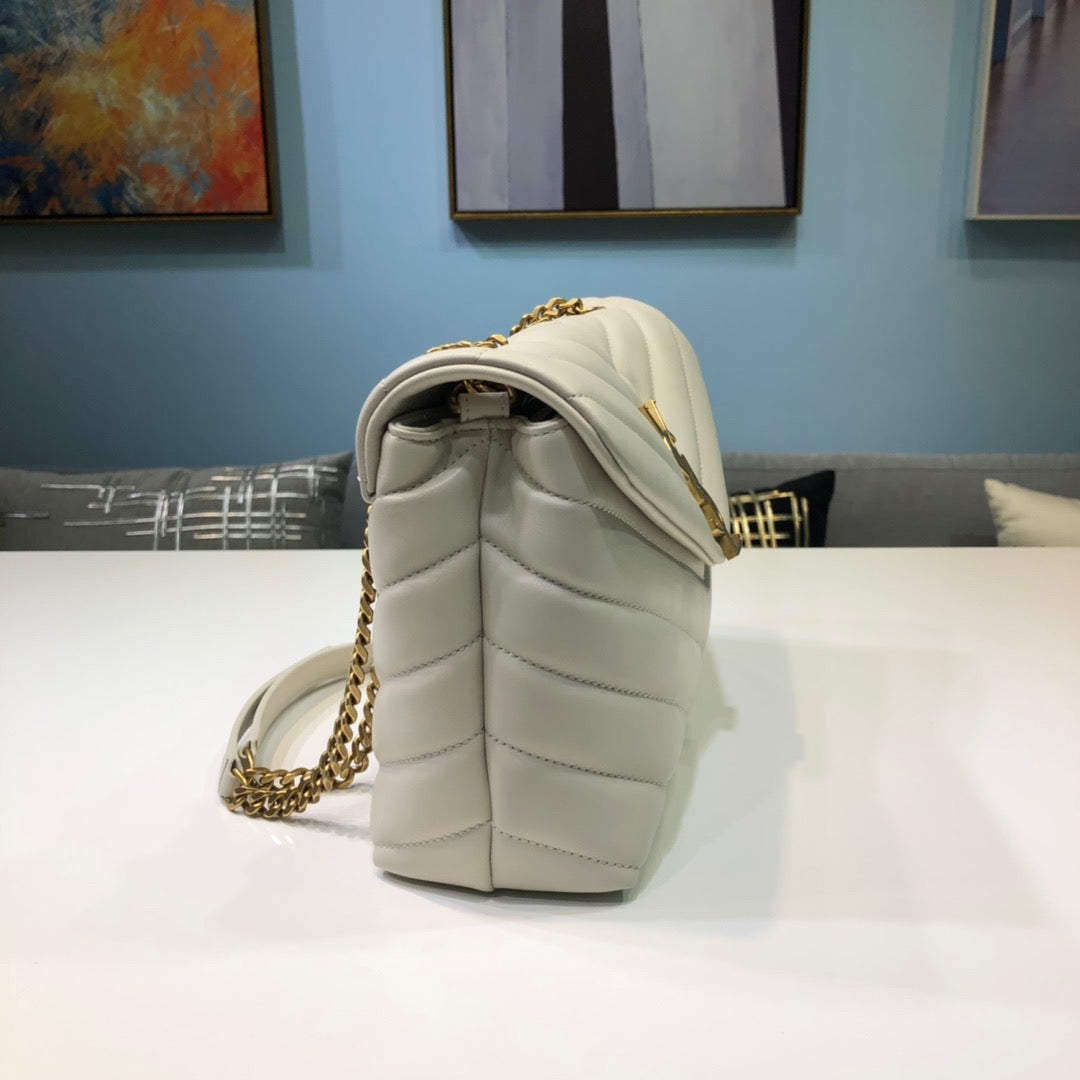 Top Quality Loulou Small Chain Bag In Matelassé "Y" White For Women 9.8in/23cm YSL 494699DV7279207