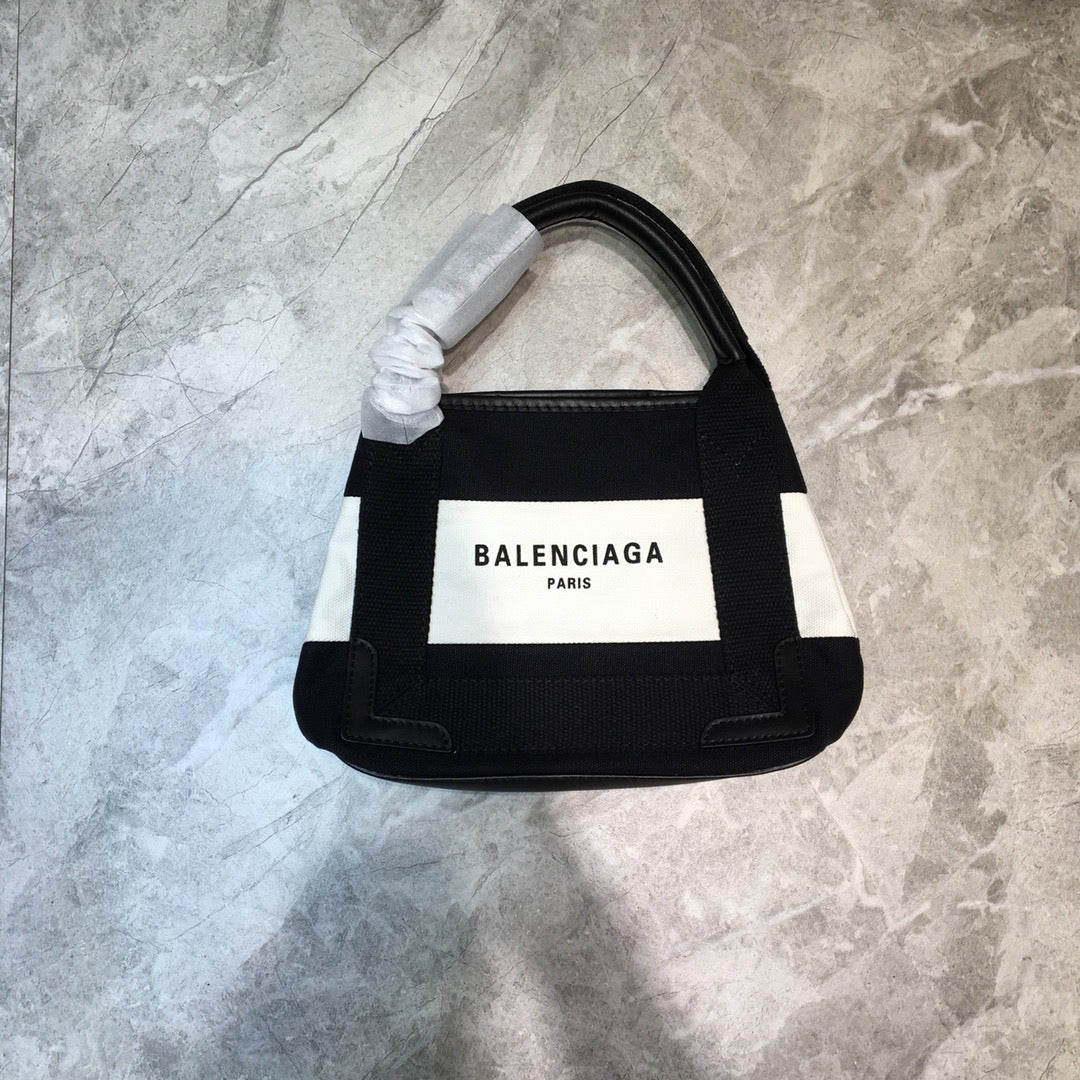 Top Quality Navy Small Cabas Tote Bag In Black And White, For Women,  Bags 18.5in/47cm