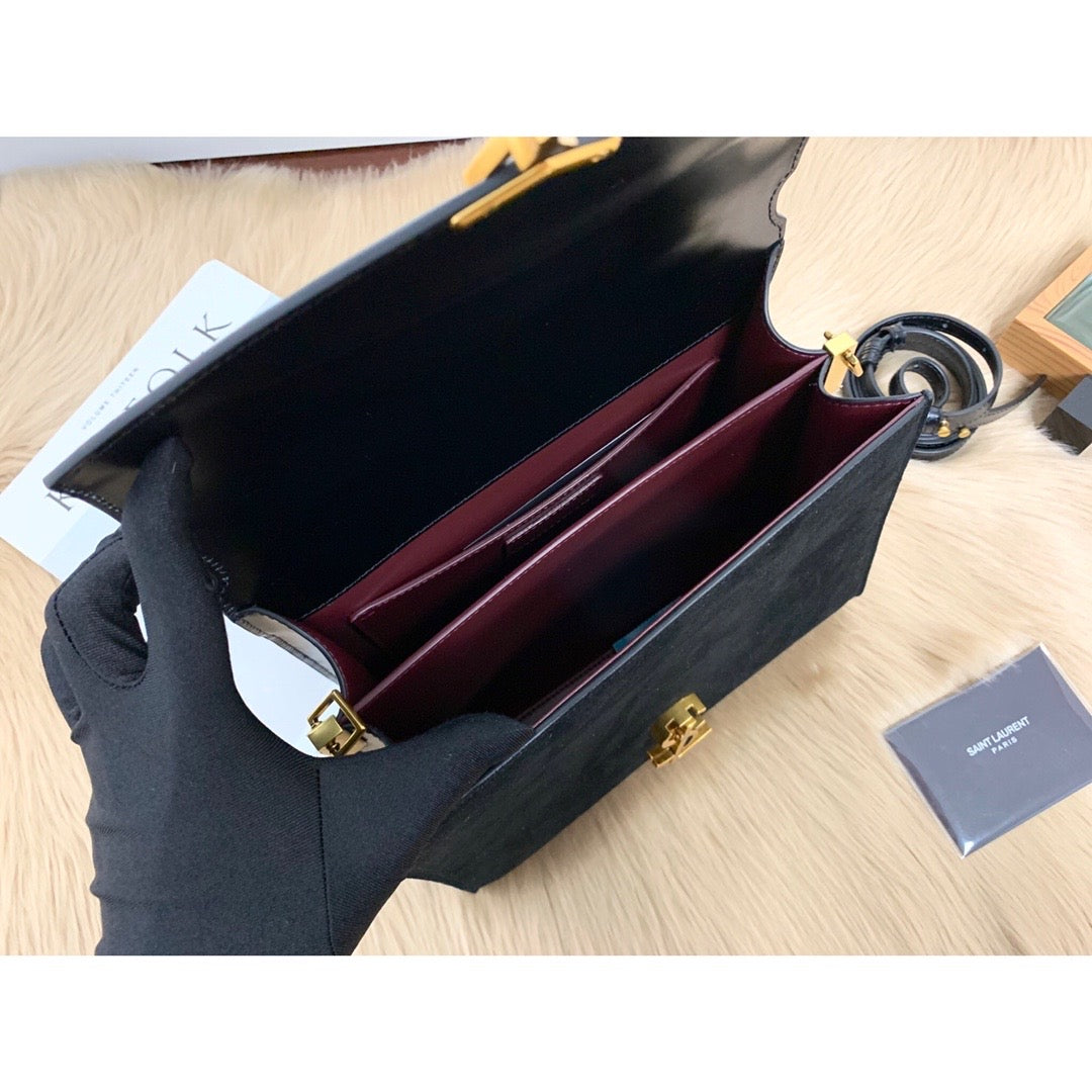 YSSL Cassandra Medium Top Handle Bag In Grain Black For Women 9in/24.5cm YSL 623931BOW0W1000