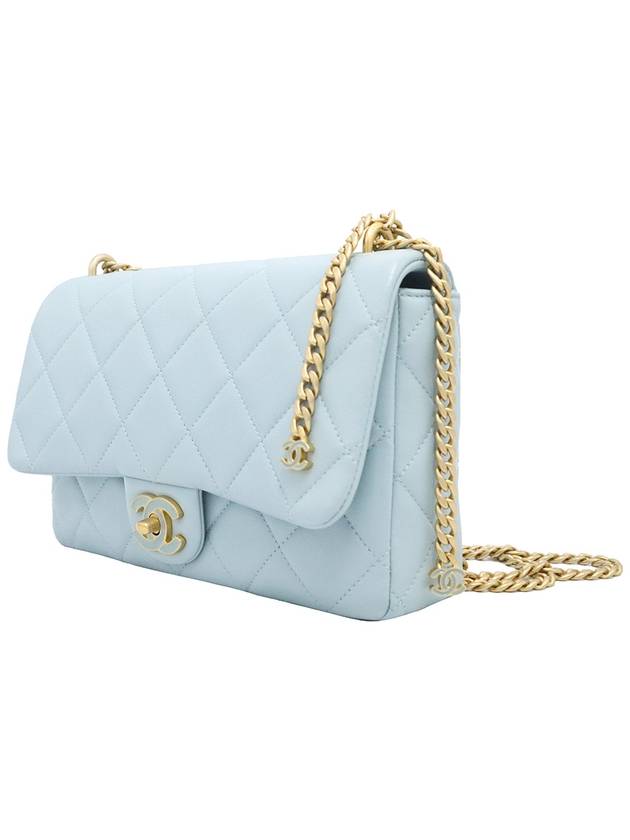 Chanel AS3114 Sky Blue Lambskin Gold Metal Mini Flap Petit Sac Chain Shoulder Bag Chanel