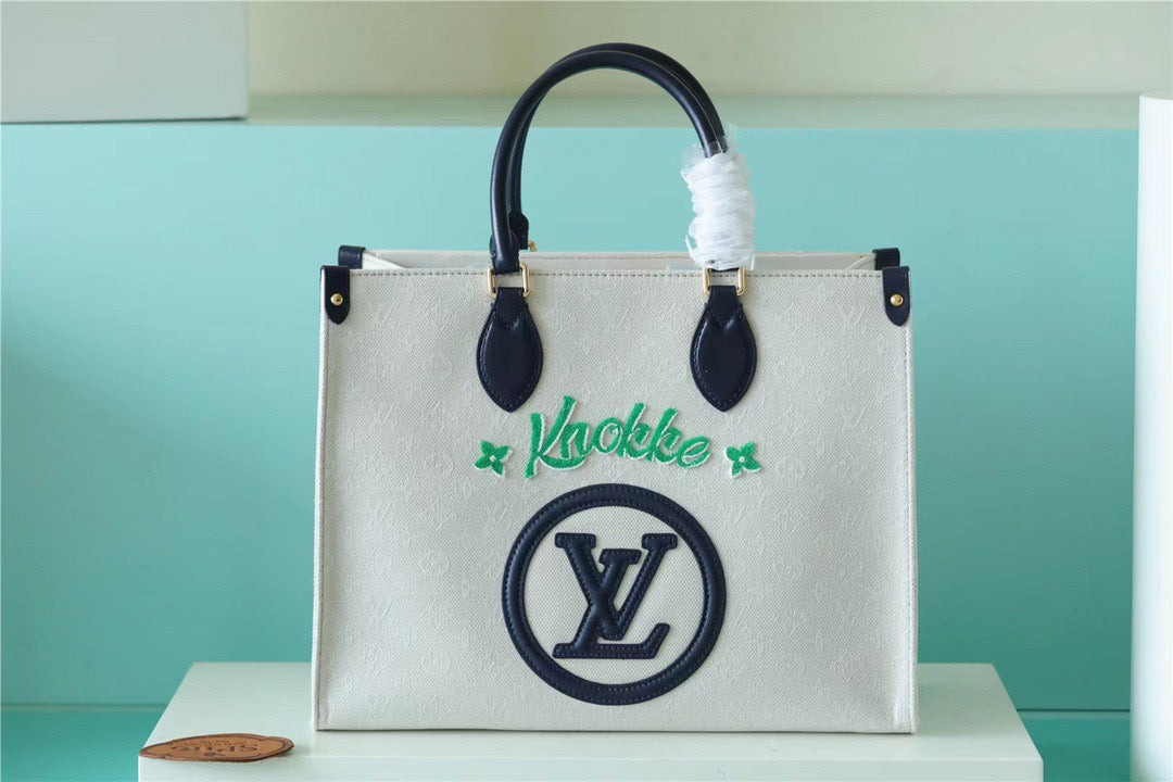 Top Quality Onthego MM Monogram Giant And Raffia White/ Black For Women,  Shoulder And Crossbody Bags 35cm/13.8in Top Quality 