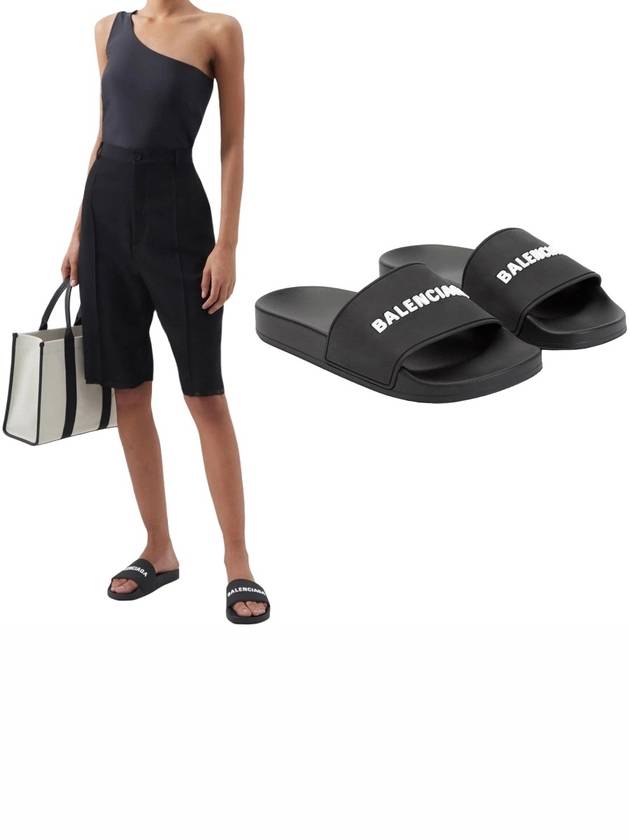 Luxury Balenciaga Trending 2025 Logo Slippers Black