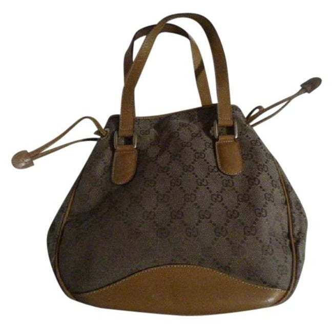 Gucci   Shades Of Brown Canvas And Leather Satchel