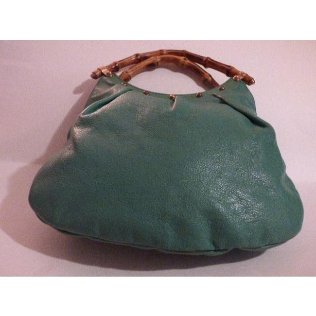 Gucci   Teal Green Leather With Bamboo Handles Tote