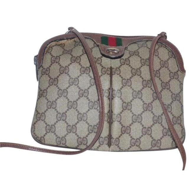 Gucci   Brown Large G Logo Print Coated Canvas And Brown Leather