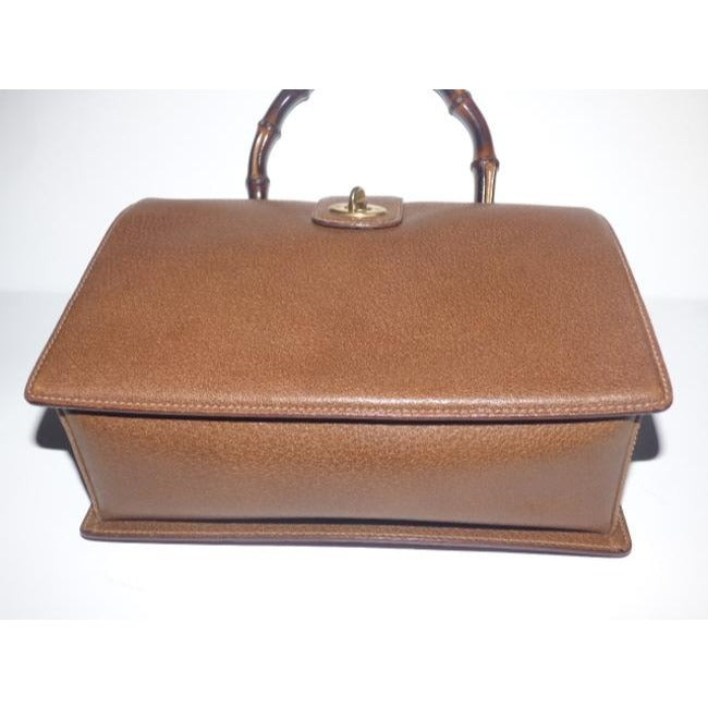 Gucci   Medium Brown Leather With Bamboo Handle Satchel