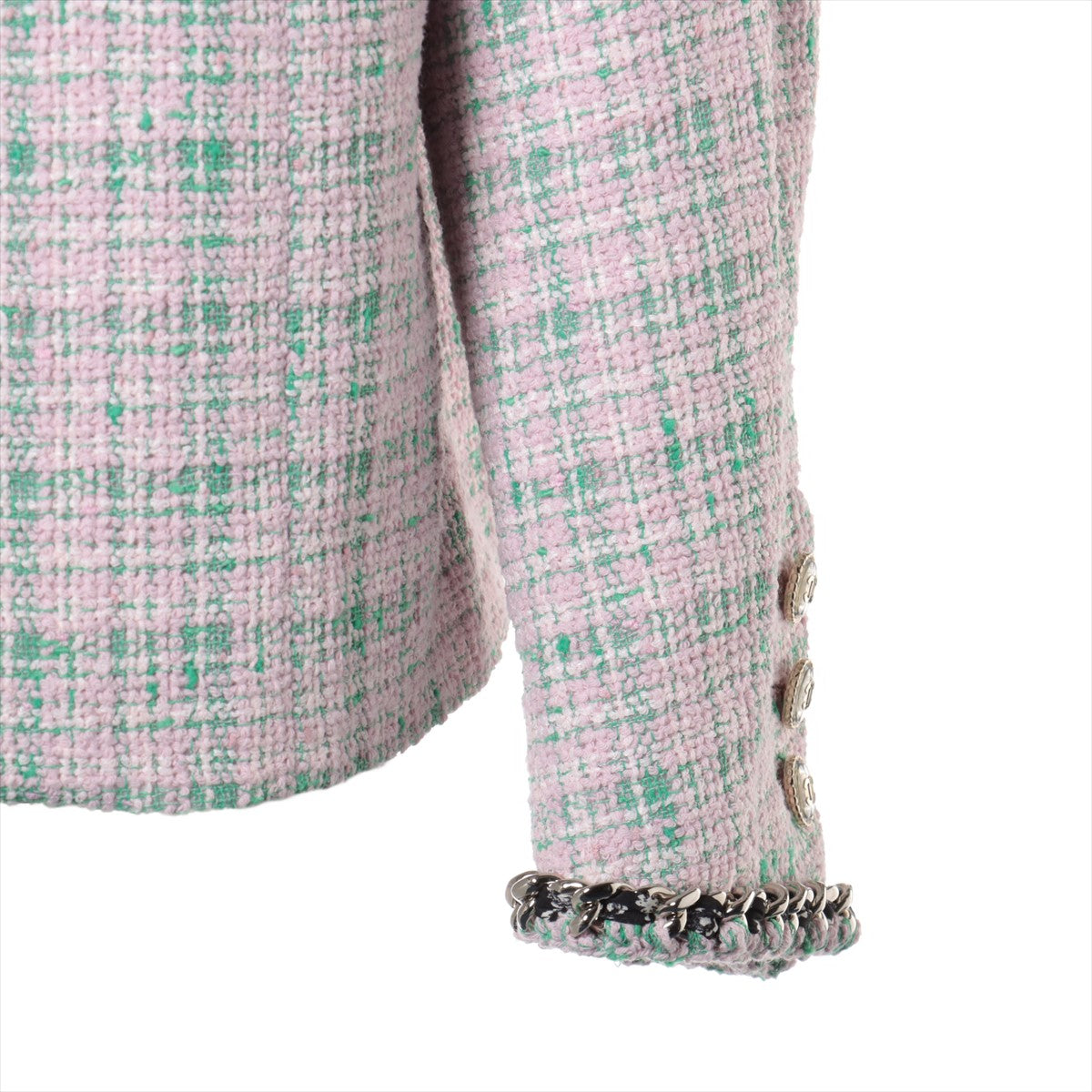 Chanel Coconut Button P70 Twid Jacket 38 Pink
