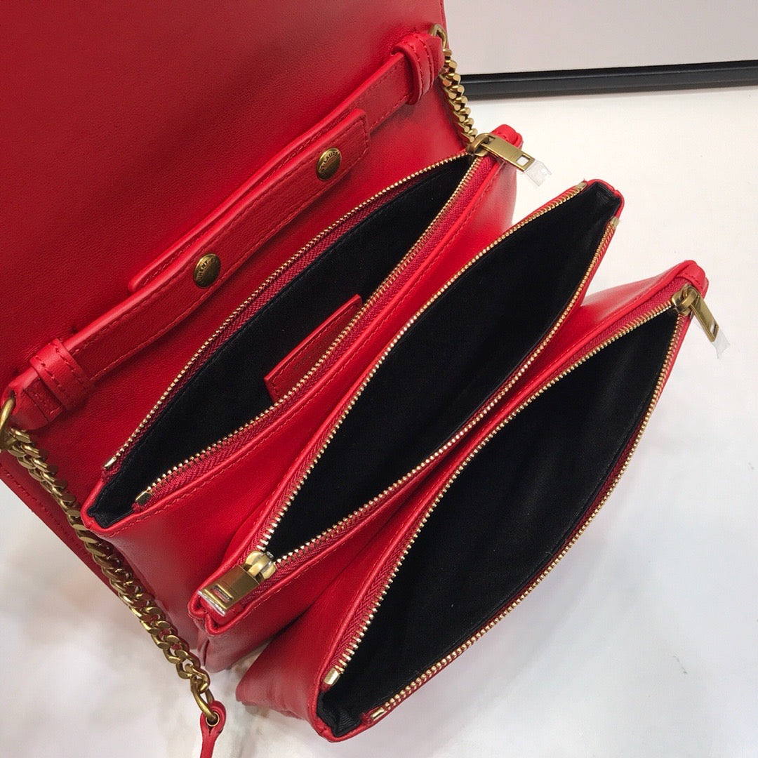 YSSL Angie Patent Handbag Red For Women 8in/22cm YSL