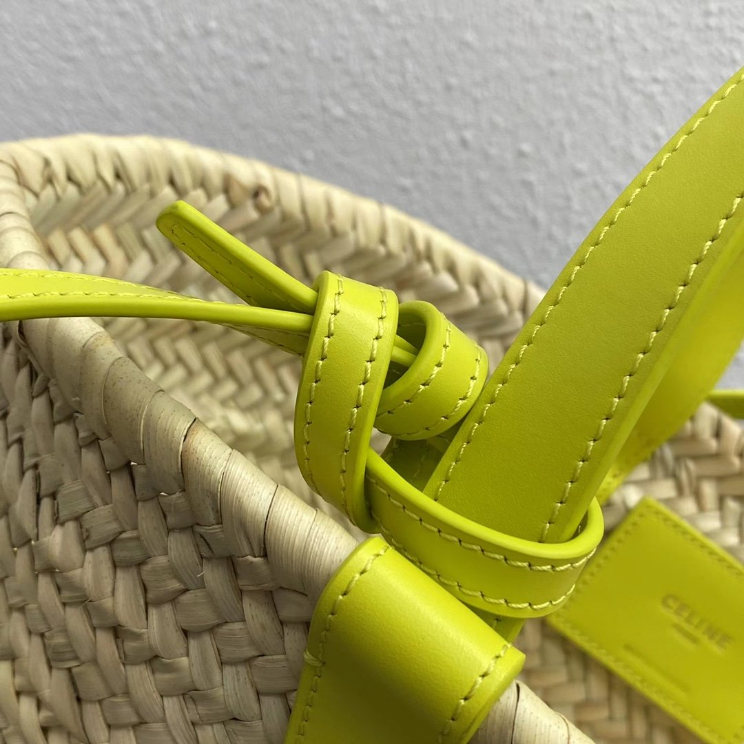 Top Quality Teen Triomphe Top Quality Classic Panier In Palm Leaves And Lizard Yellow For Women 8in/20cm 194004EH4.11CT