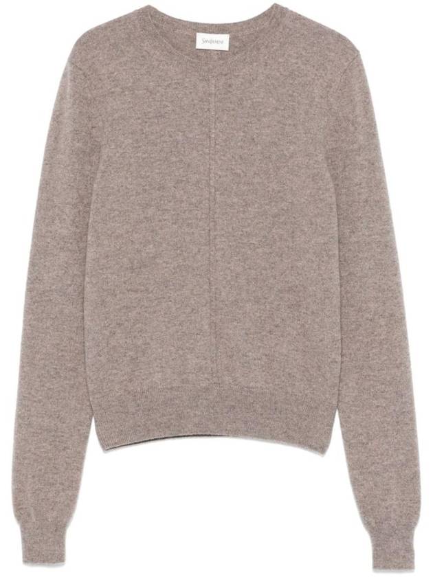 Luxury Saint Laurent Trending 2025 Openwork Cashmere Sweatshirt Taupe