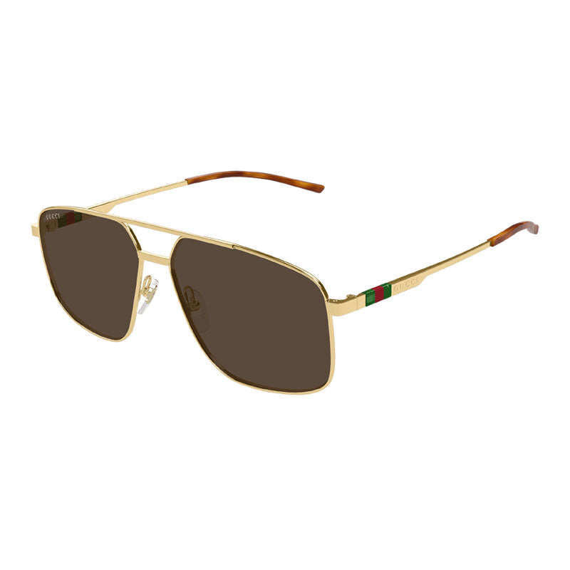 Gucci Sunglasses Aviator Full Rim, Gold Frame and Brown Lens GG1676S002