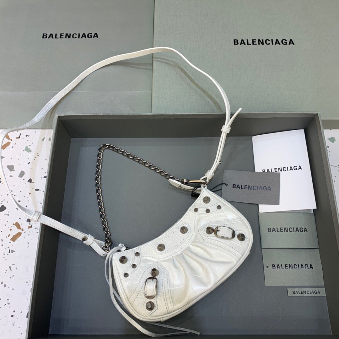 Top Quality Le Cagole Mini Bag With Chain In White, For Women,  Bags 8.2in/21cm