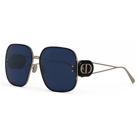 Dior Sunglasses Square Full Rim, Gold Havana Frame and Dark Blue Lens DIORBOBBYS1UB5B0