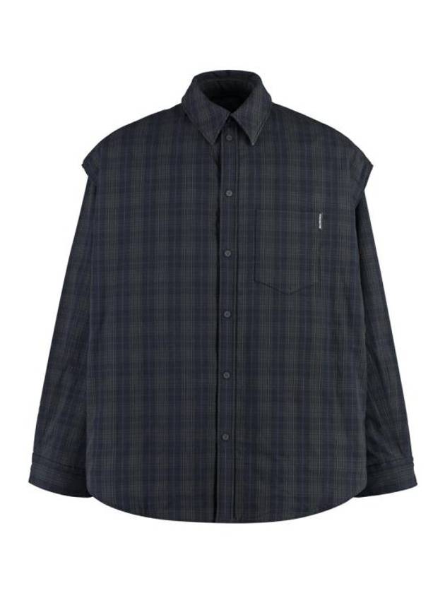 Luxury Balenciaga Trending 2025 Checked Pattern Long Sleeve Shirt Grey