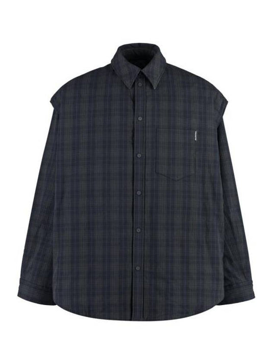 Luxury Balenciaga Trending 2025 Checked Pattern Long Sleeve Shirt Grey