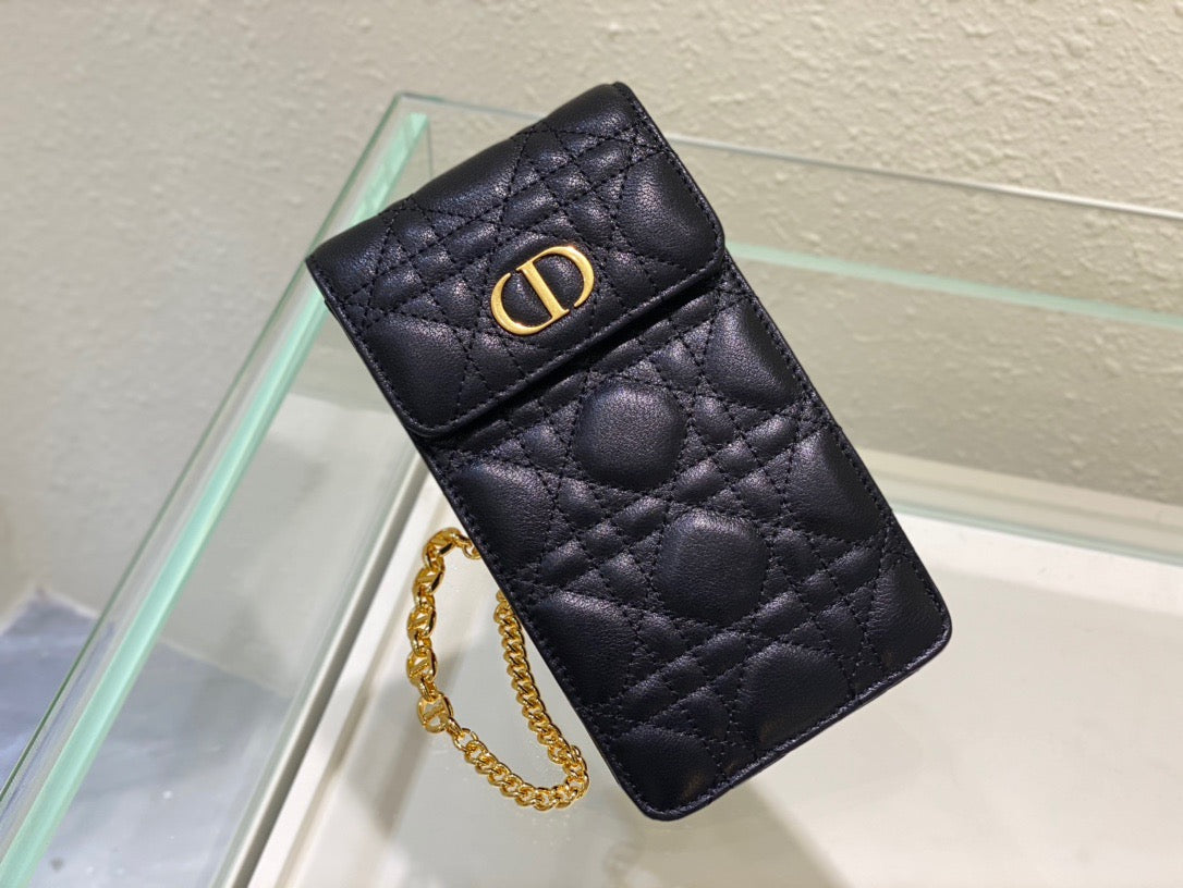 Top Quality Caro Phone Holder With Chain Black, For Women, Womens Handbags 7.5in/18.5cm CD S5105UWHC_M900