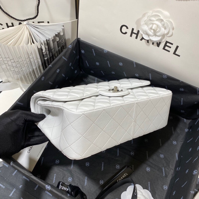 CHLLarge Classic Handbag Silver Hardware White For Women Handbags, Shoulder Bags 11.8in/30cm