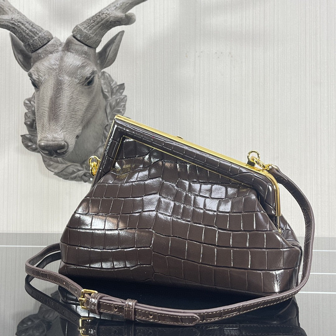 Top QualityTop Quality Top QualityTop Qualityrst Small Gray Crocodile Bag For Woman 26cm/10in