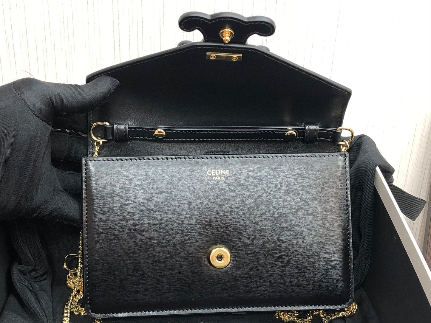Top Quality Wallet On Chain Triomphe Black For Women 7in/19cm  10J733DPV.38NO
