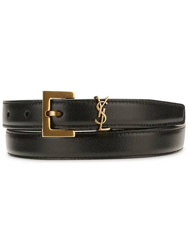Luxury Saint Laurent Trending 2025 Monogram Square Leather Belt Black