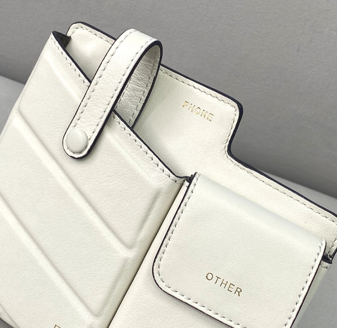 Top QualityTop Quality Bustine 2 Pockets Mini White Bag For Woman 16cm/6in