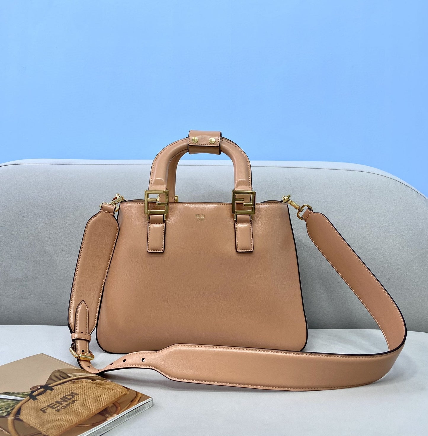 Top QualityTop Quality Medium FF Tote Shoulder Pink Bag For Woman 38cm/15in