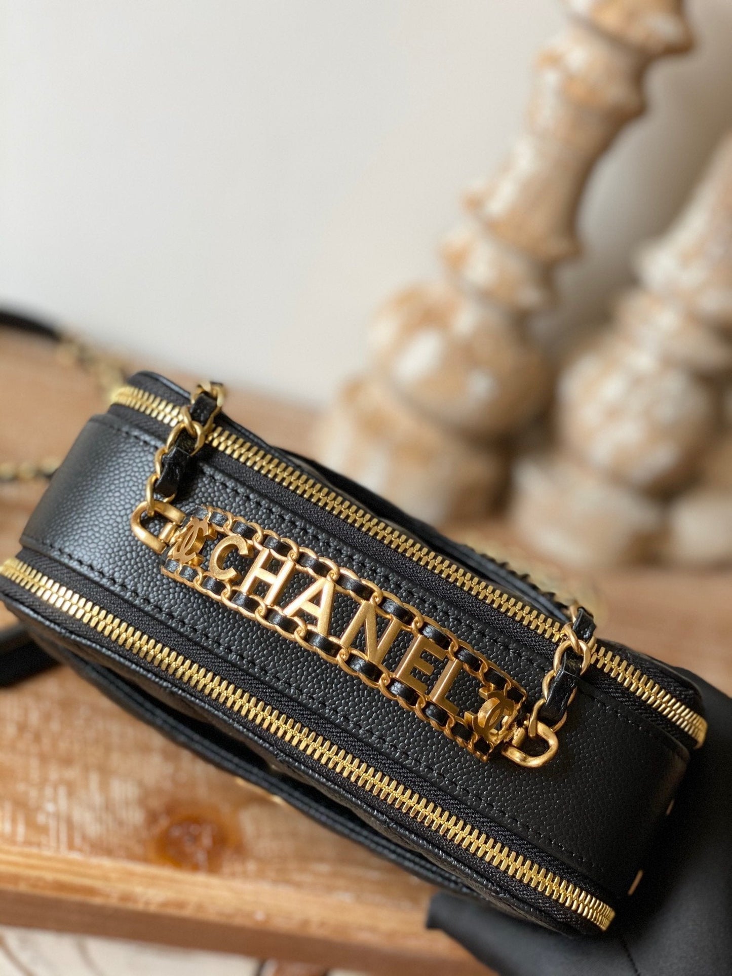 CHL Small Vanity Case Gold Hardware Black For Women, Women’s Handbags, Shoulder Bags 5.9in/15cm AS3228 B08008 94305